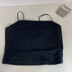 Like New Everlane Black Spaghetti Strap Square Neck Crop Top Cami Size  S